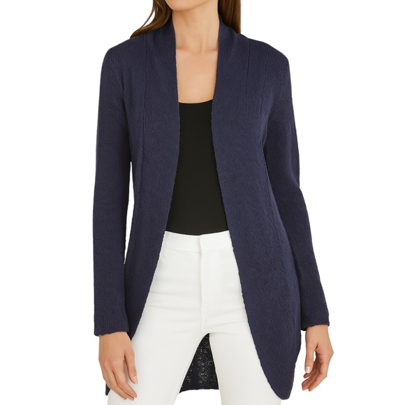Roxy Cardigan Women‎ Large Open Knit Draped Open Front Lightweight Blue Beach - Picture 1 of 8
